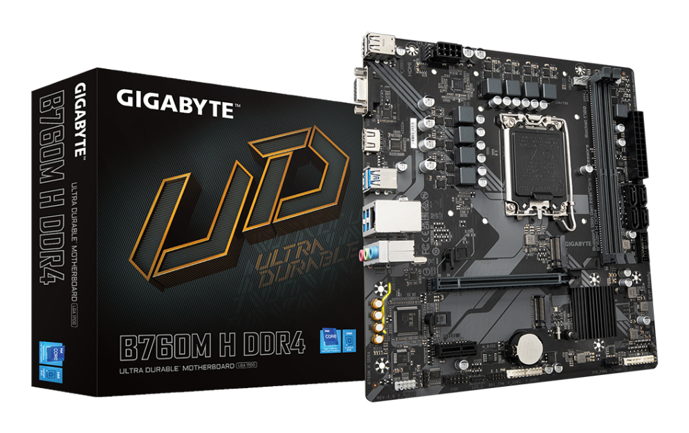 GIGABYTE B760M H DDR4 Placa base - Soporta CPUs Intel Core de 14ª generación. VRM digital de 6+1+1 fases. hasta 3200MHz DDR4 (OC). 2xPCIe 4.0 M.2. GbE LAN. USB 3.2 Gen1 - detalle