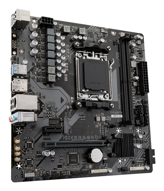 GIGABYTE A620M H Placa base - Soporta CPUs AMD Ryzen 8000. VRM digital de 5+2+2 fases. hasta 7200MHz DDR5 (OC). 1xPCIe 4.0 M.2. LAN GbE. USB 3.2 Gen 1 - detalle