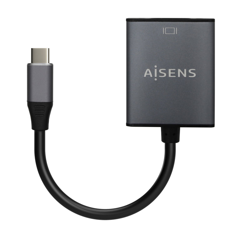 Conversor USB-C a VGA de aluminio AISENS. USB-C/M-HDB15/H. Gris. 15 cm