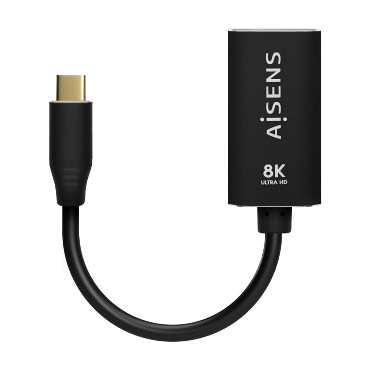 AISENS Conversor Alumini USB-C a Displayport 8K@60Hz. USB-C/M-DP/H. Negre. 15cm