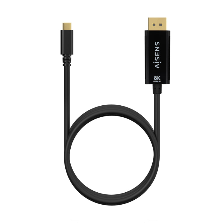 Cable conversor AISENS USB-C a DisplayPort 8K@60Hz. USB-C/M-DP/M. Negro. 1,8 m.
