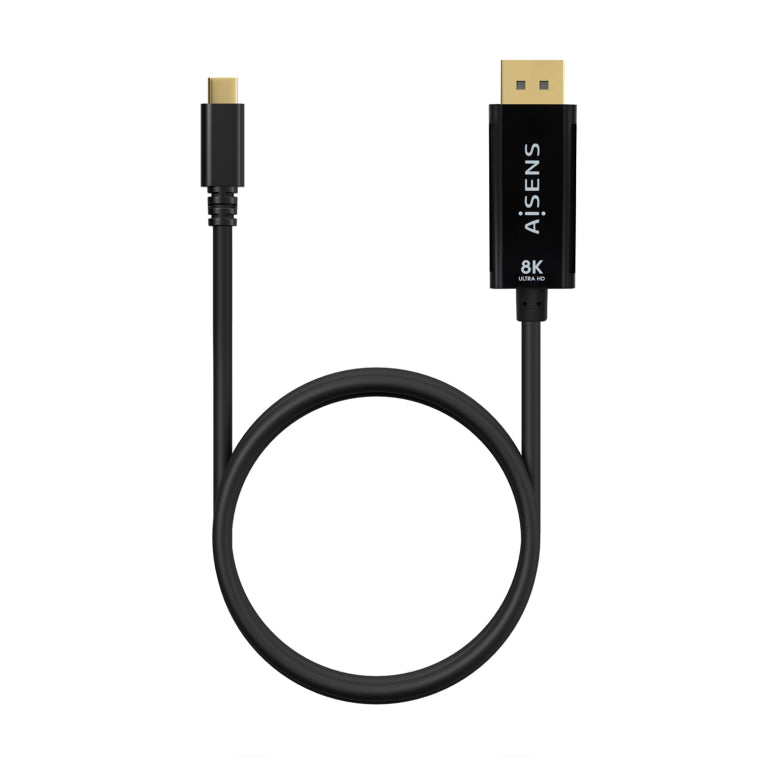 Cable conversor AISENS USB-C a DisplayPort 8K@60Hz. USB-C/M-DP/M. Negro. 0,8 m.