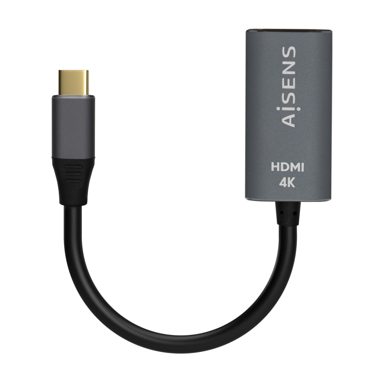 AISENS Conversor Aluminio USB-C a HDMI 4K@60Hz. USB-C/M-HDMI/H. Gris. 15cm
