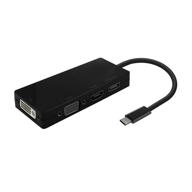 AISENS Conversor USB-C A DP/DVI/HDMI/VGA. USB-C/M-DP/H-DVI/H-HDMI/H-Vga/H. Negro. 15cm