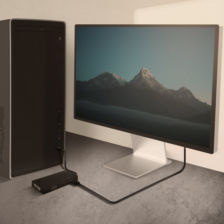 AISENS Conversor USB-C A DP/DVI/HDMI/VGA. USB-C/M-DP/H-DVI/H-HDMI/H-Vga/H. Negro. 15cm