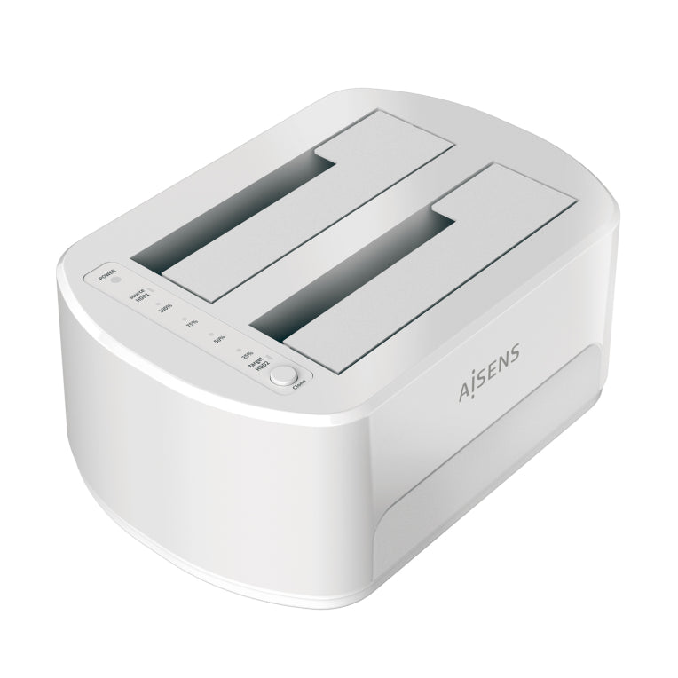 AISENS Estacion de Docking de Doble Bahia ASDS-D02W SATA 2.5/3.5 a USB 3.0/3.1 Gen1. Clone. Blanca