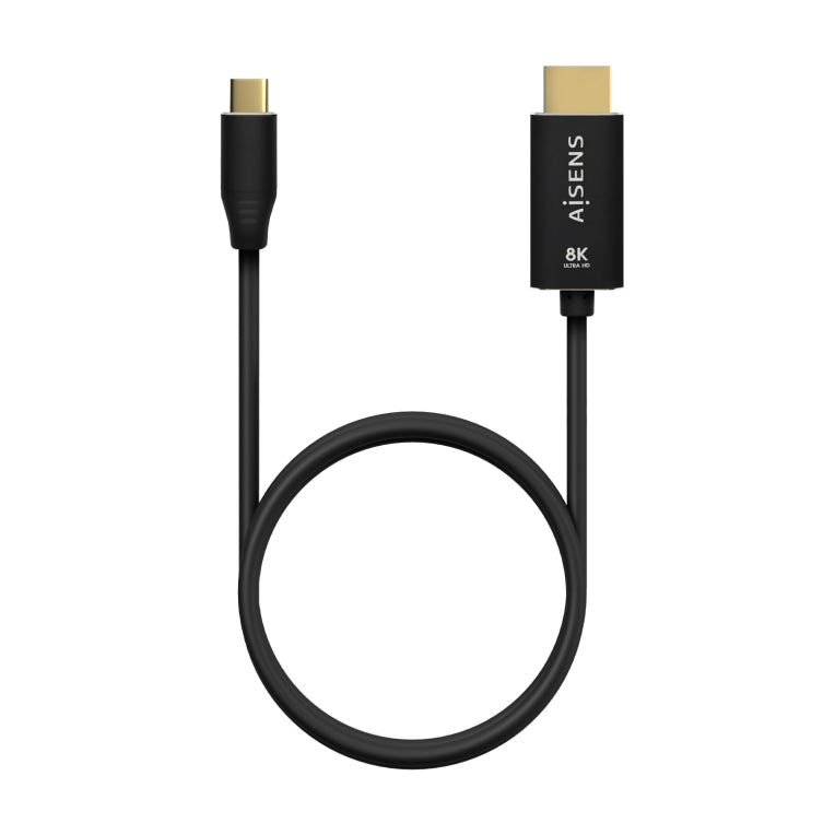 AISENS Cable Conversor Aluminio USB-C A HDMI 2.1 8k@60Hz. USB-C/M-HDMI/M. Negro. 1.0m