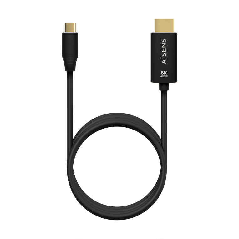 AISENS Cable Conversor Aluminio USB-C A HDMI 2.1 8k@60Hz. USB-C/M-HDMI/M. Negro. 2.0m
