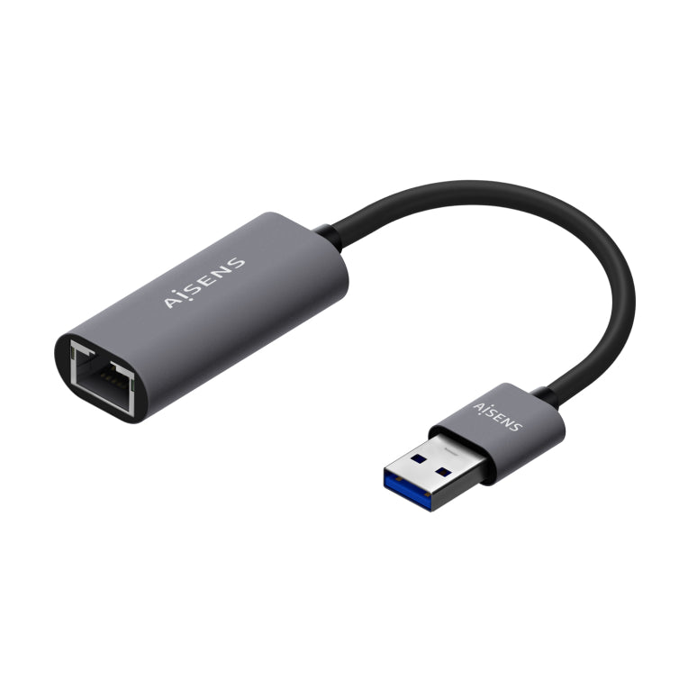 AISENS Conversor USB 3.0 A Ethernet Gigabit 10/100/1000 Mbps. Gris. 15cm