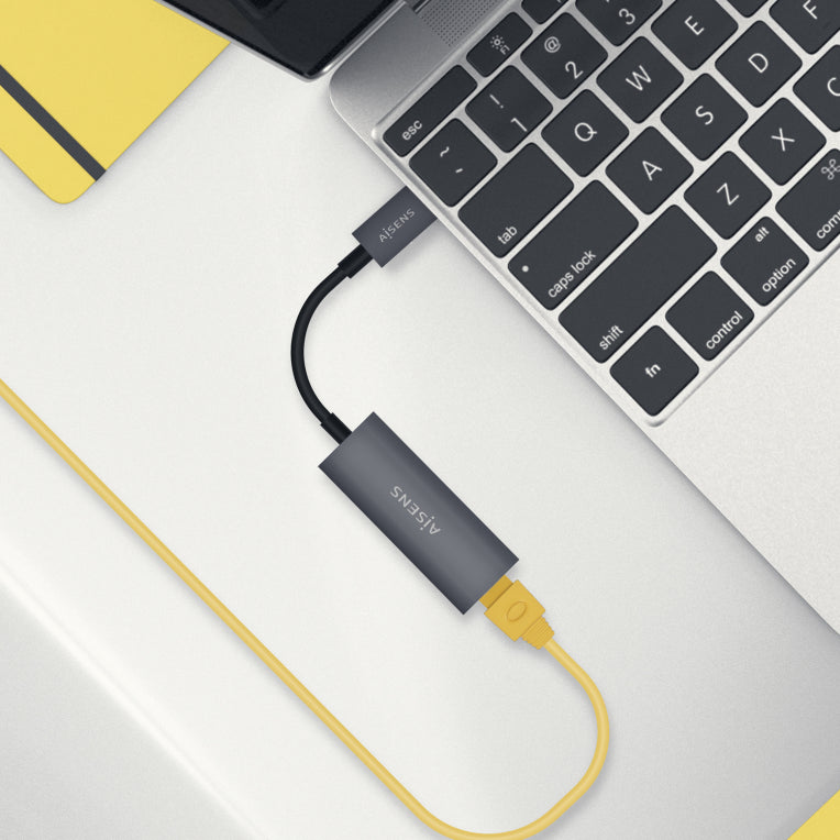 AISENS Conversor USB3.1 Gen1 USB-C A Ethernet Gigabit 10/100/1000 Mbps. Gris. 15cm