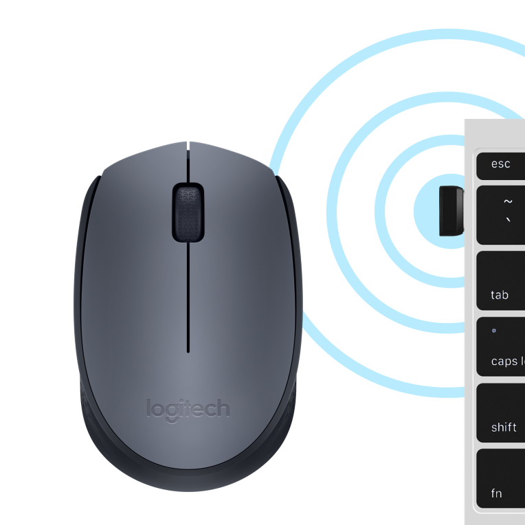 Logitech M170 Grey-K ratón Oficina Ambidextro RF inalámbrico Óptico 1000 DPI - detalle