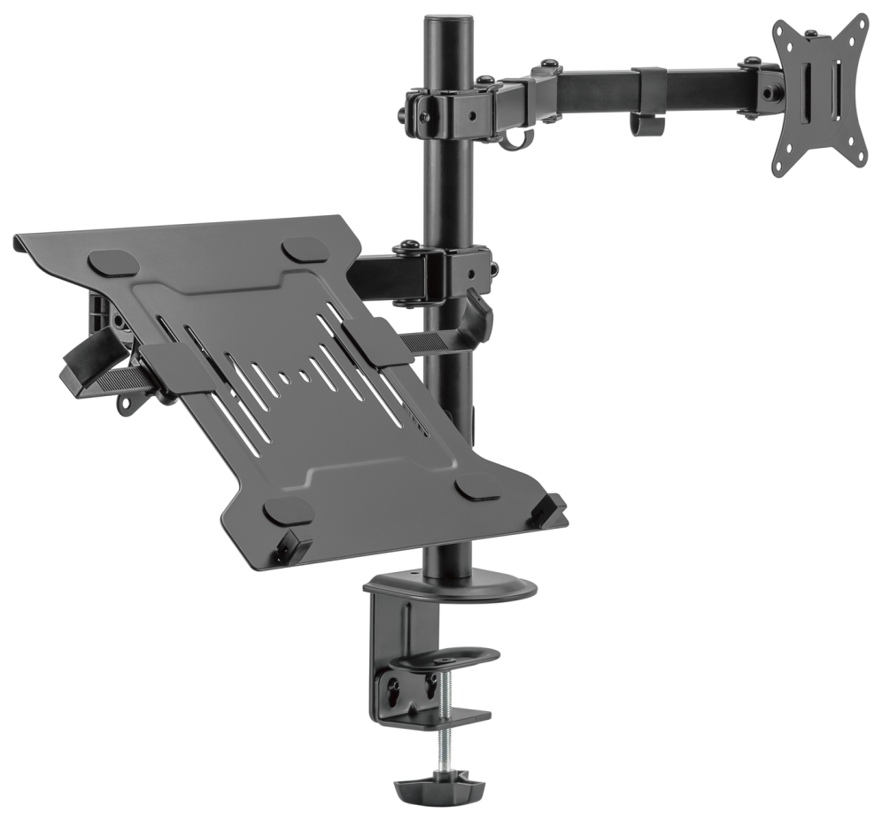 Ewent EW1519 soporte para ordenador portátil Soporte de mesa con estante para ordenador portátil y brazo para monitor Negro 39.6 cm (15.6") - detalle