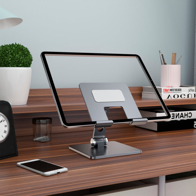 AISENS Soporte de Sobremesa Tamaño XXL Ajustable (2 Pivotes) para Movil / Tablet. Gris