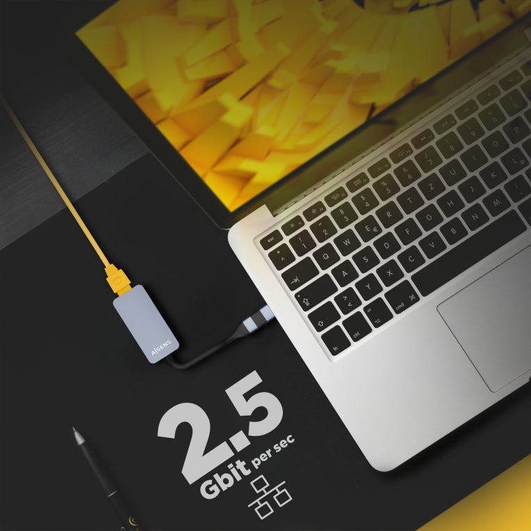 AISENS Conversor USB3.2 Gen1 USB-A+USB-C a Ethernet 2.5G 10/100/1000/2500 Mbps. Gris. 15cm