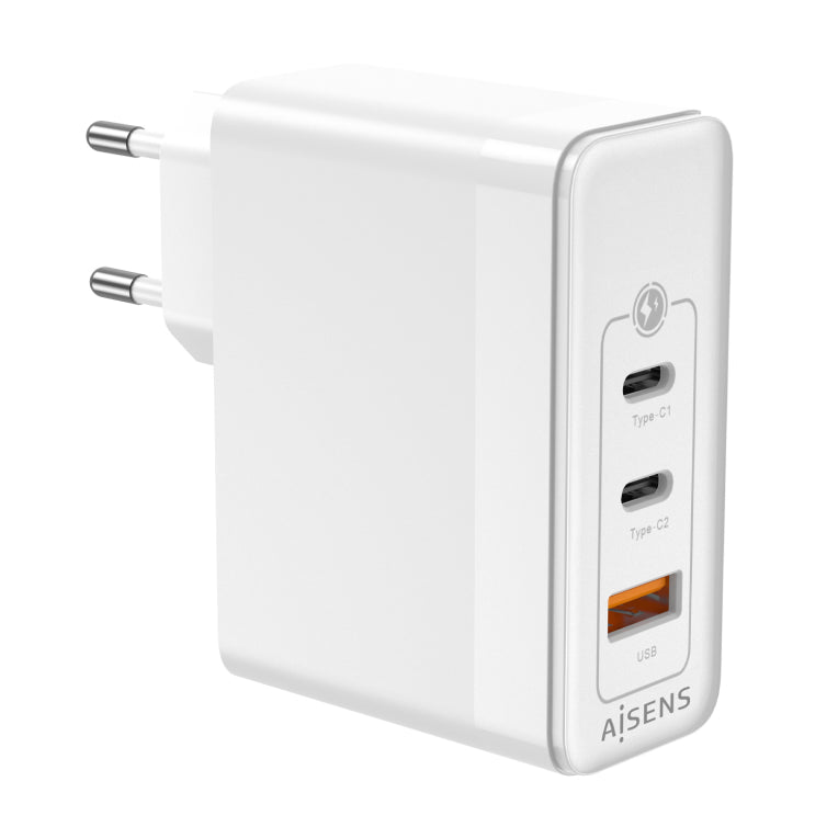 AISENS Cargador Gan 100W. 2xUSB-C PD3.0 QC4.0 QC5.0. 1xUSB-A QC3.0. Blanco