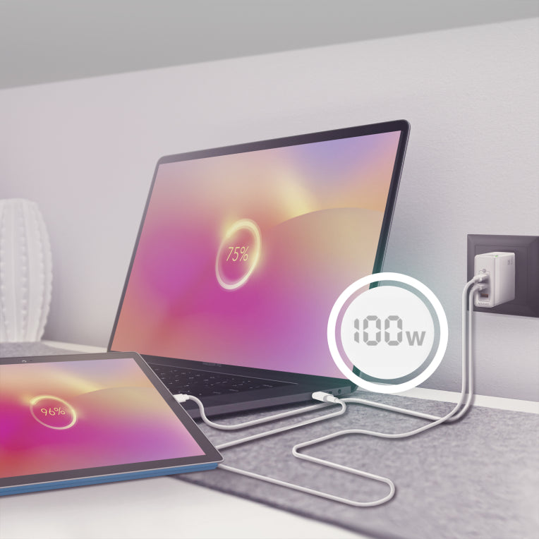 AISENS Cargador Gan 100W. 2xUSB-C PD3.0 QC4.0 QC5.0. 1xUSB-A QC3.0. Blanco