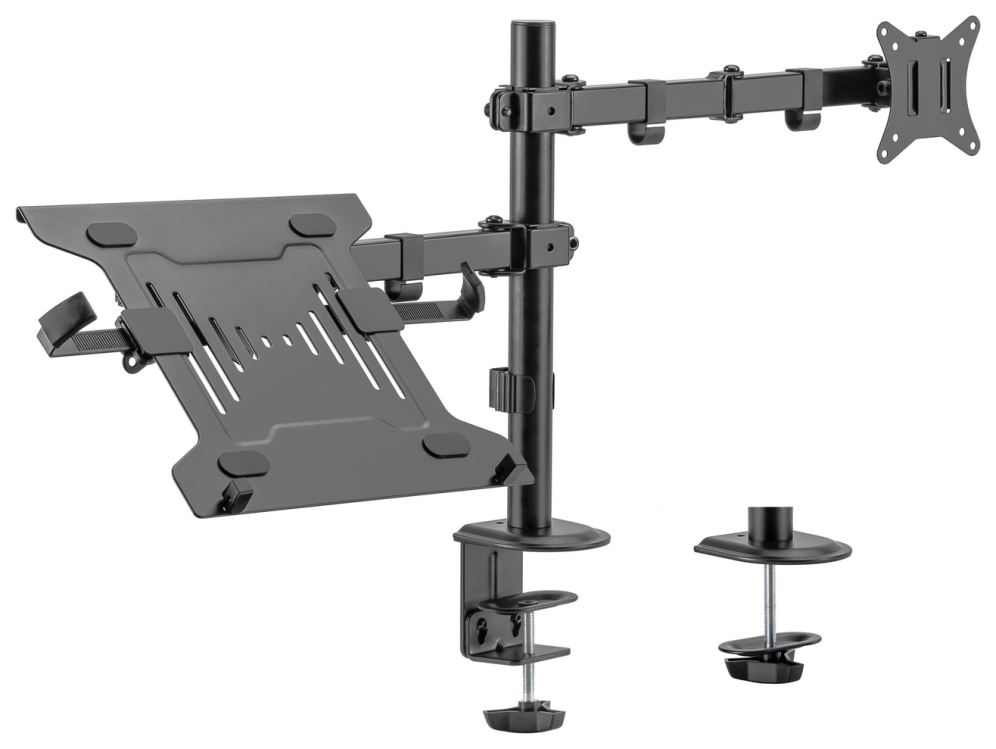 AISENS Soporte de Mesa Giratorio e Inclinable para Portatil y Monitor/TV 9Kg de 17-32. Negro - detalle