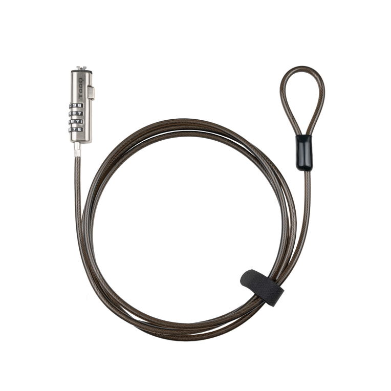 TooQ Cable de Seguridad Tipo NANO con Combinación para Portátiles 1.5 metros. Gris Oscuro - detalle