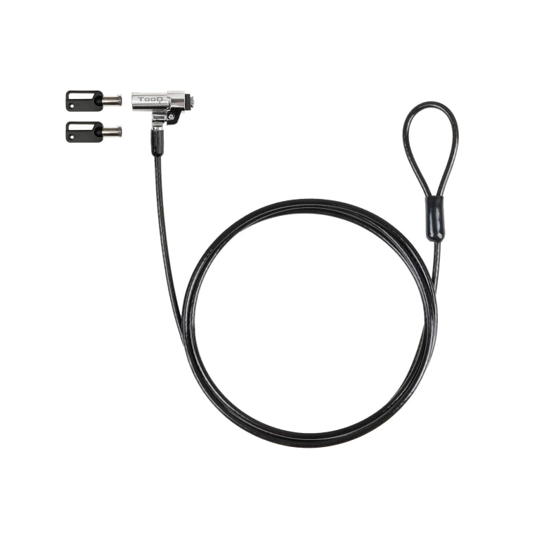 TooQ Cable de Seguridad Tipo NANO con Llave para Portátiles 1.5 metros. Gris Oscuro
