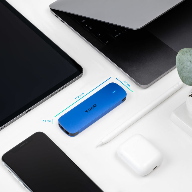 TooQ Caja externa para SSD M.2 NVMe. Azul