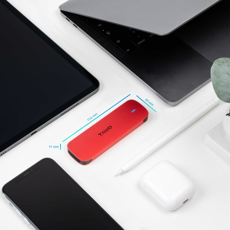 TooQ Caja externa para SSD M.2 NVMe. Rojo