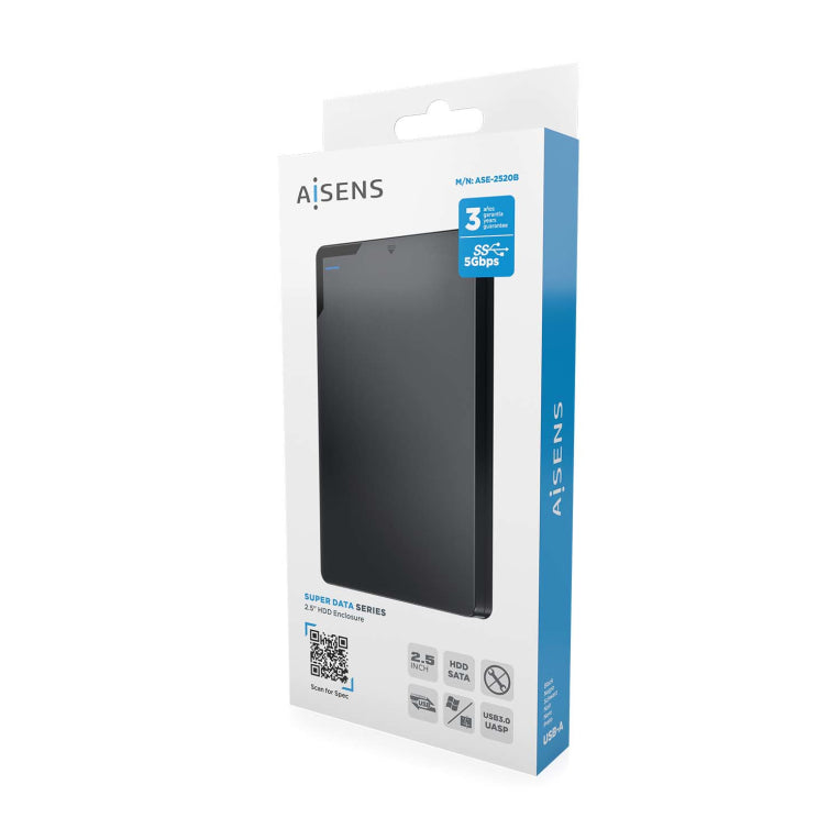 AISENS Caja Externa 2.5? 9.5mm SATA a USB 3.0/USB3.1 Gen1. Negra