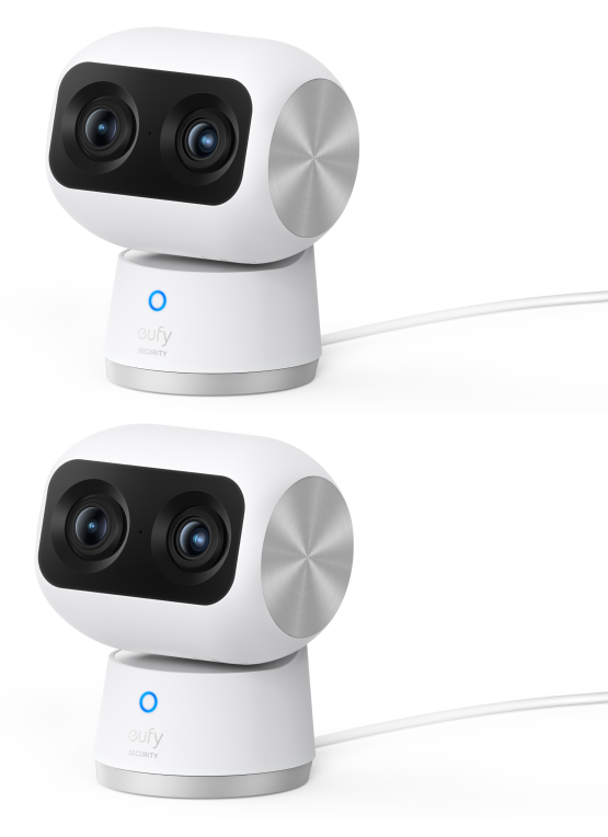 Eufy Security Indoor Cam S350. cámara doble. cámara de seguridad con resolución 4K UHD. zoom de 8× y PTZ de 360°. IA para personas y mascotas. ideal para monitor de bebé/cámara para mascotas/seguridad del hogar. Wi-Fi de doble banda - detalle