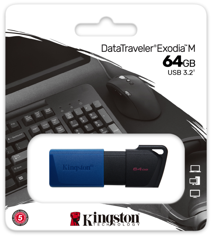 Kingston Technology DataTraveler 64GB USB3.2 Gen 1 Exodia M (Negro + Azul) - detalle