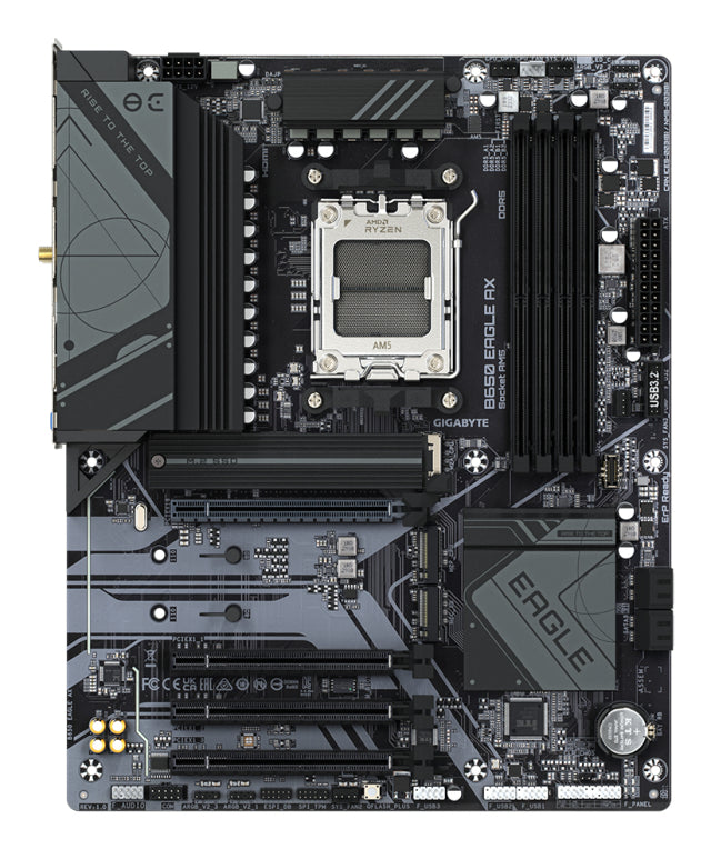GIGABYTE B650 EAGLE AX Placa base - AMD Ryzen serie 9000. VRM de 12+2+2 fases. hasta 7600 MHz DDR5 (OC). 1xPCIe 5.0 + 2xPCIe 4.0 M.2. LAN GbE. WIFI 6E. USB 3.2 Gen 2