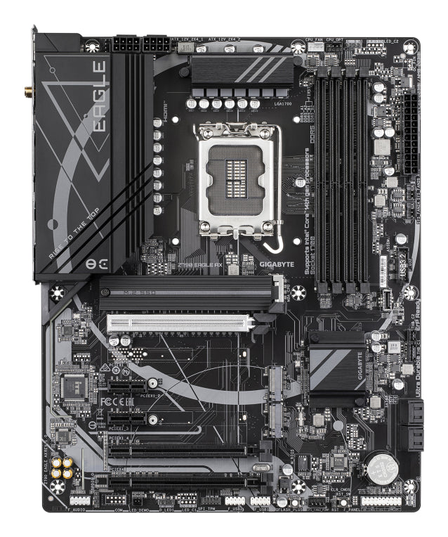 GIGABYTE Z790 EAGLE AX Placa base - Soporta CPUs Intel Core de 14ª generación. VRM digital de 12+1+1 fases. hasta 7600MHz DDR5 (OC). 3xPCIe 4.0 M.2. Wi-Fi 6E. LAN de 2.5GbE. USB 3.2 Gen 2