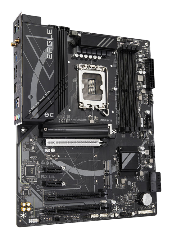 GIGABYTE Z790 EAGLE AX Placa base - Soporta CPUs Intel Core de 14ª generación. VRM digital de 12+1+1 fases. hasta 7600MHz DDR5 (OC). 3xPCIe 4.0 M.2. Wi-Fi 6E. LAN de 2.5GbE. USB 3.2 Gen 2