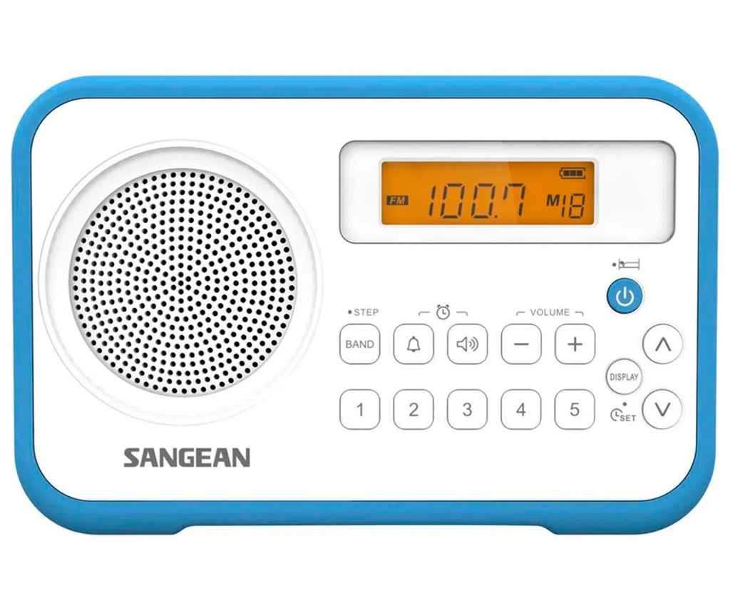 SANGEAN PRD18 B-A AZUL, BLANCO / RADIO DESPERTADOR PORTÁTIL - detalle