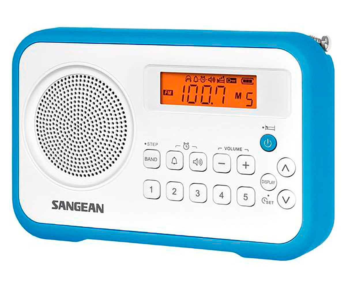 SANGEAN PRD18 B-A AZUL, BLANCO / RADIO DESPERTADOR PORTÁTIL