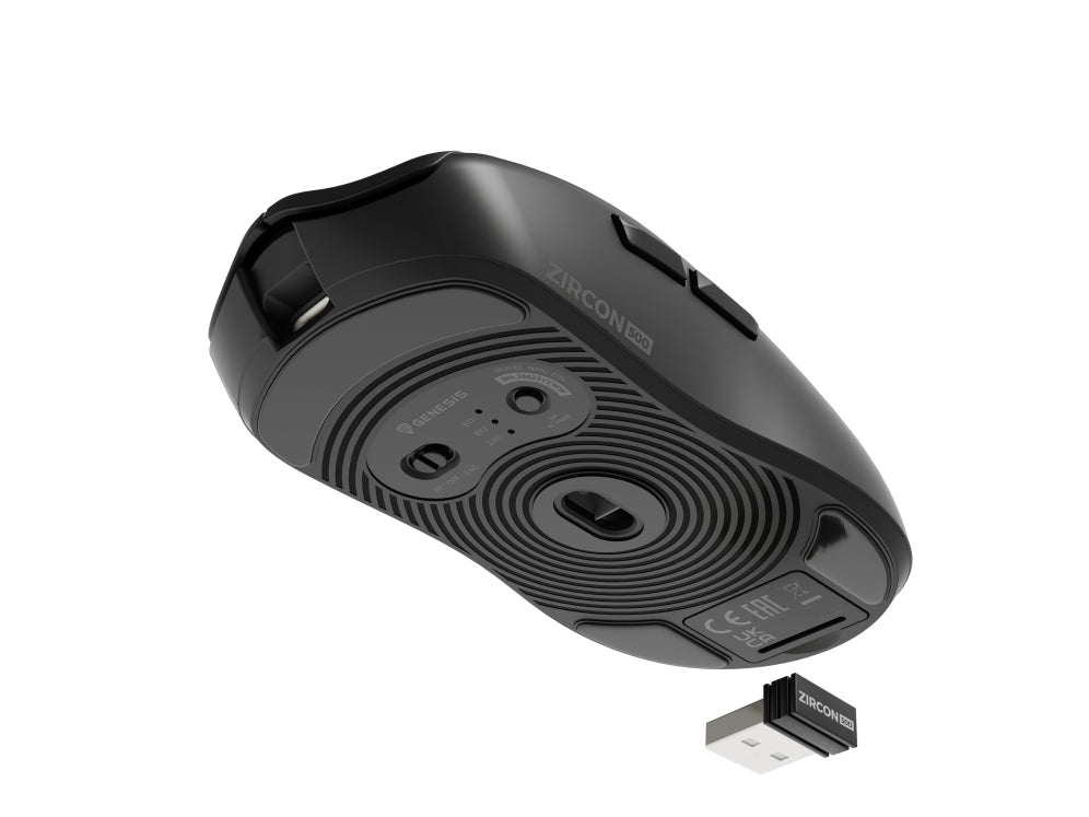 GENESIS Zircon 500 ratón Juego mano derecha RF Wireless + Bluetooth + USB Type-C Óptico 10000 DPI