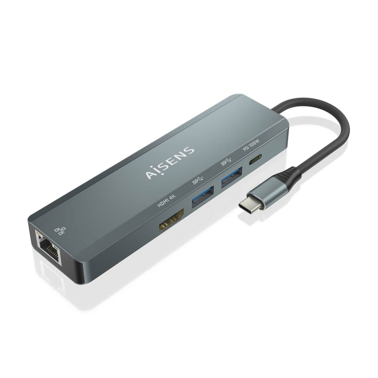 AISENS ASUC-5P011-GR base para portátil y replicador de puertos Alámbrico USB 3.2 Gen 1 (3.1 Gen 1) Type-C