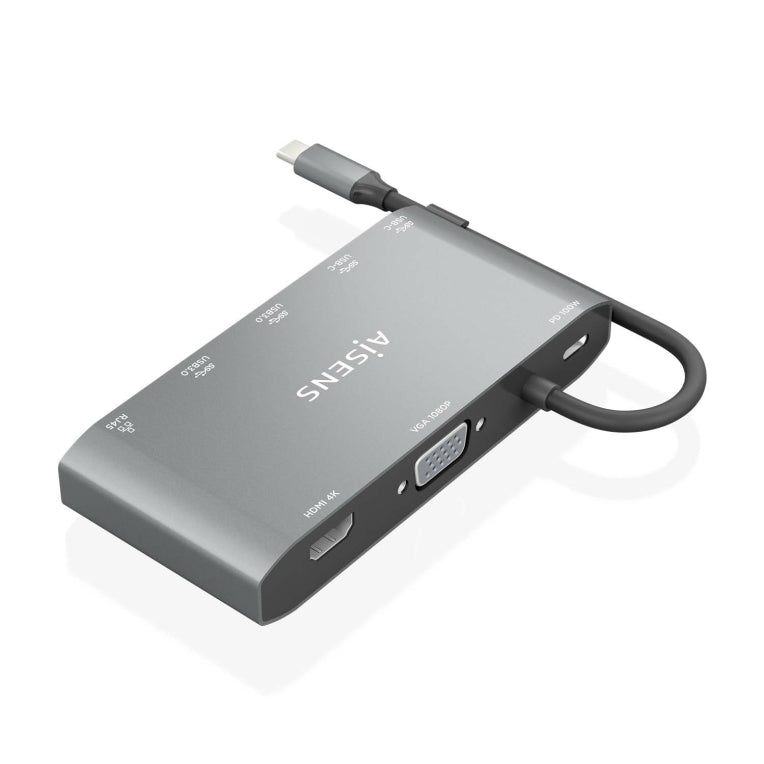 AISENS ASUC-8P010-GR base para portátil y replicador de puertos Alámbrico USB 3.2 Gen 1 (3.1 Gen 1) Type-C