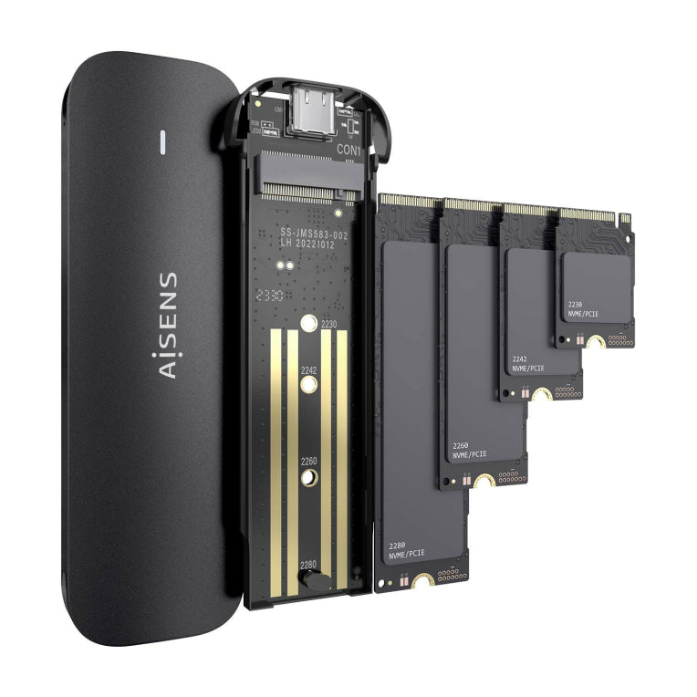 AISENS ASM2-024B caja para disco duro externo Caja externa para unidad de estado sólido (SSD) Negro