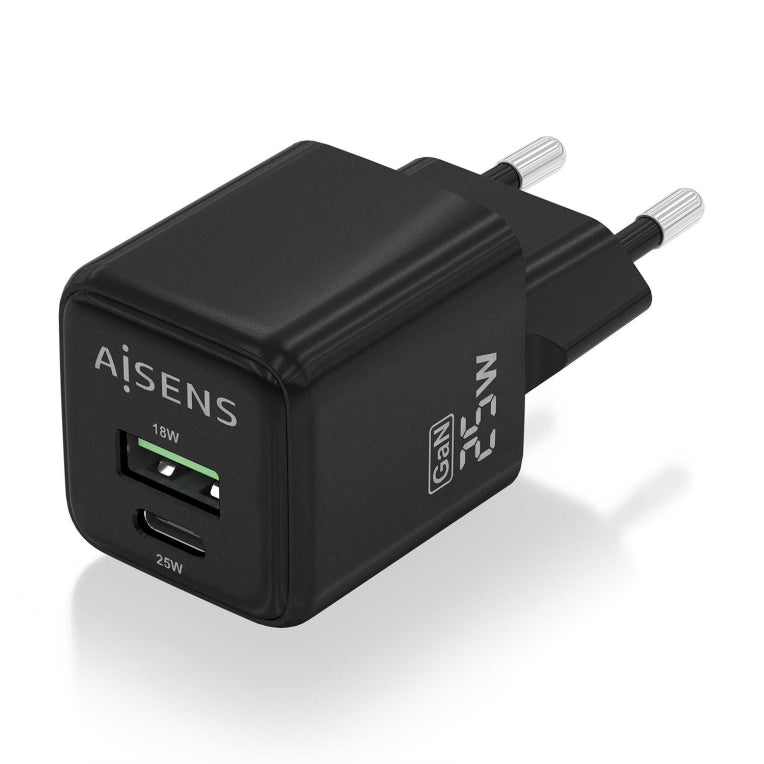 AISENS ASCH-25W2P015-BK cargador de dispositivo móvil Universal Corriente alterna Carga rápida Interior