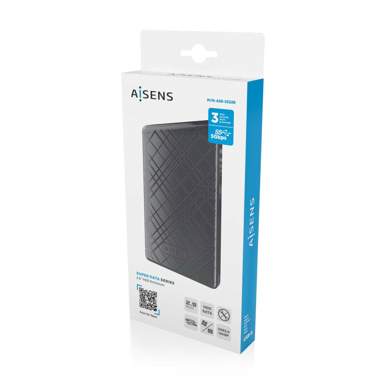 AISENS ASE-2522B caja para disco duro externo Carcasa de disco duro/SSD Negro 2.5"