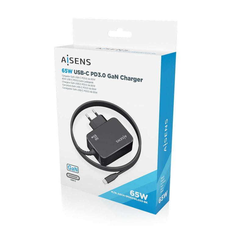AISENS ASCH-1PD65WL033-BK cargador de dispositivo móvil Universal Corriente alterna Interior