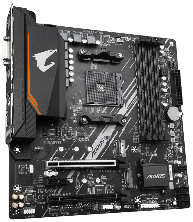 GIGABYTE B550M AORUS ELITE Placa base - Procesadores AMD Ryzen 5000. VRM de 5+3 fases. hasta 4733 MHz DDR4. 1xPCIe 4.0 + 1xPCIe 3.0 M.2. LAN 1GbE. USB 3.2 Gen 1 - detalle