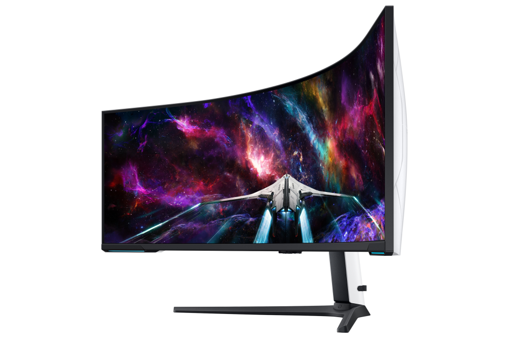 Samsung G95NC LED display 144.8 cm (57") 7680 x 2160 Pixeles Dual UHD Negro. Blanco - detalle