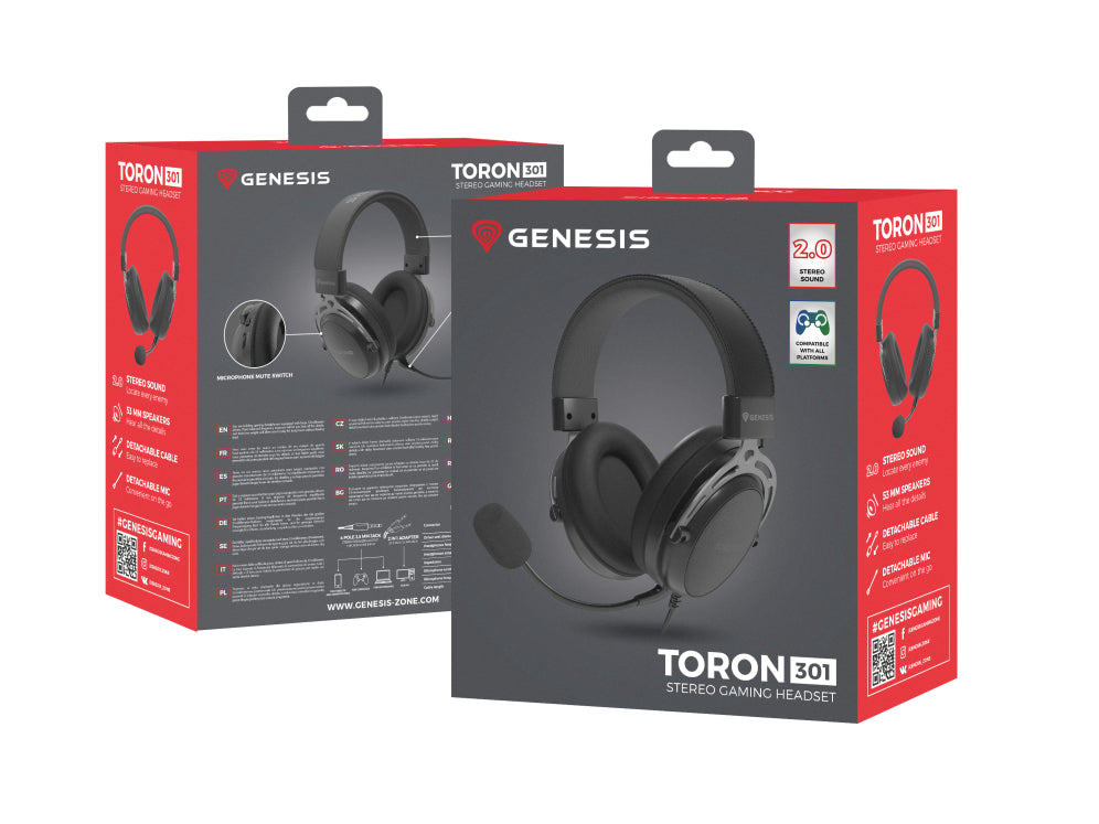 Auriculares de xogos con cable GENESIS Toron 301, negros