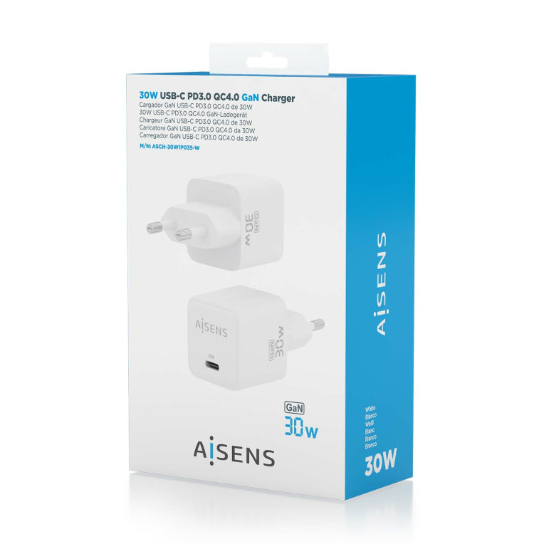 AISENS ASCH-30W1P035-W cargador de dispositivo móvil Universal Corriente alterna Carga rápida Interior