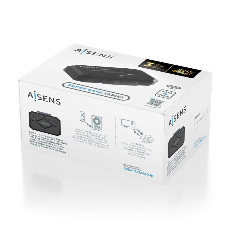AISENS ASDS-M2SATA04B base de conexión para disco duro USB 3.2 Gen 1 (3.1 Gen 1) Type-C