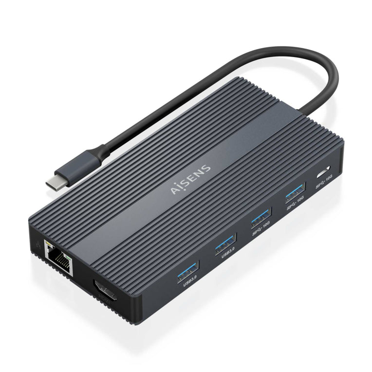 AISENS ASUC-12P017-GR base para portátil y replicador de puertos Alámbrico USB 3.2 Gen 1 (3.1 Gen 1) Type-C