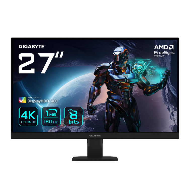 Monitor para xogos GIGABYTE GS27U de 27 polgadas UHD: 3840 x 2160, 160 Hz, 1 ms, 350 cd/m², pantalla HDR400, HDMI 2.1, DisplayPort 1.4