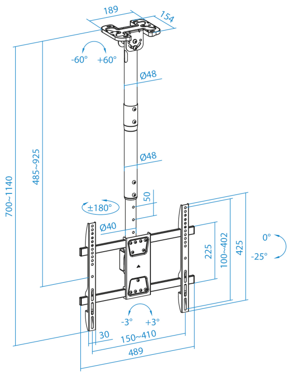 TooQ LPCE1175TSLI-B soporte para TV 190.5 cm (75") - detalle