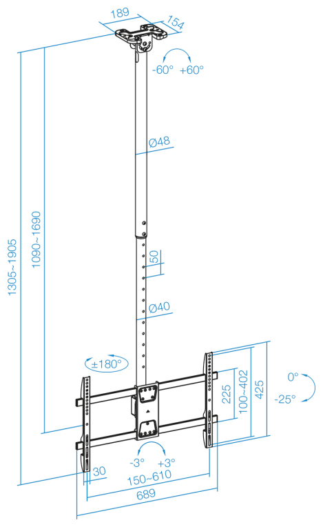 TooQ LPCE1186TSLI-XL-B soporte para TV 2.18 m (86") - detalle
