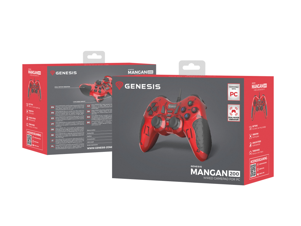 GENESIS MANGAN 200 Rojo USB 2.0 Gamepad Analógico/Digital PC - detalle
